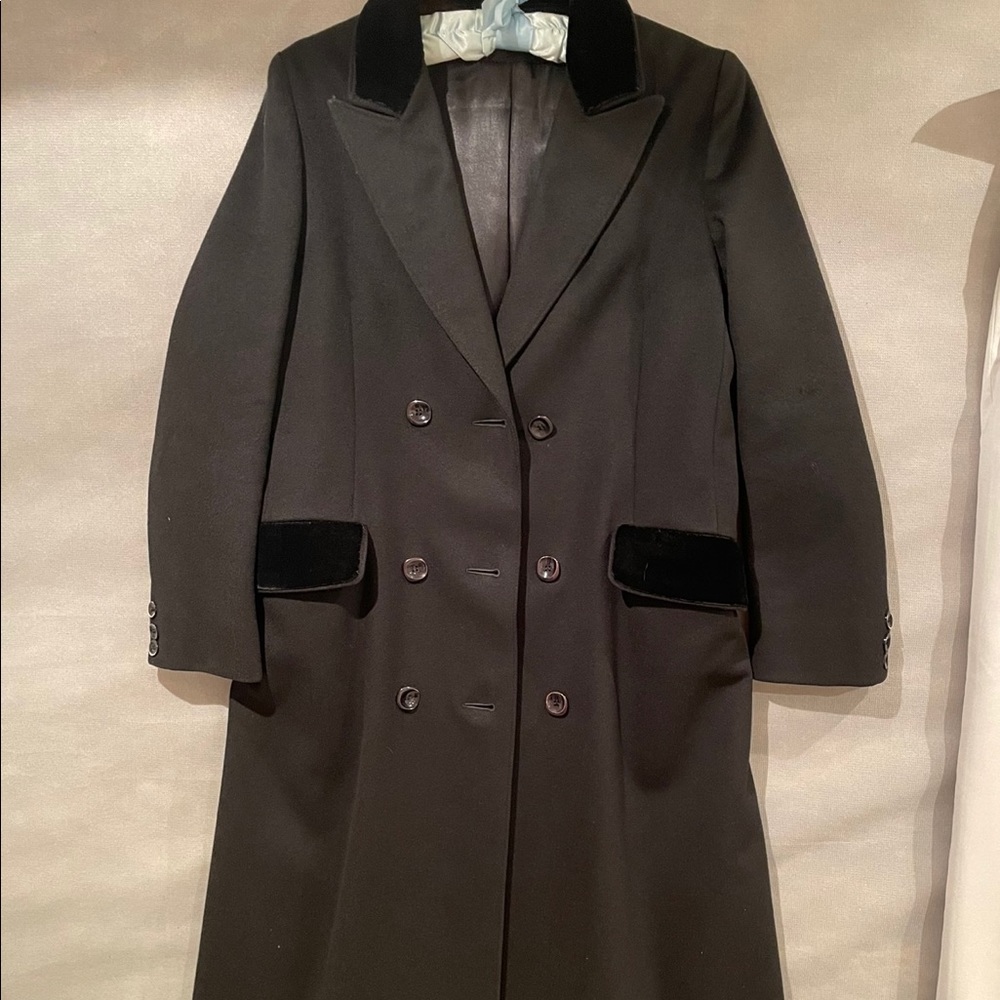 Vintage 100% wool maxi pea coat black